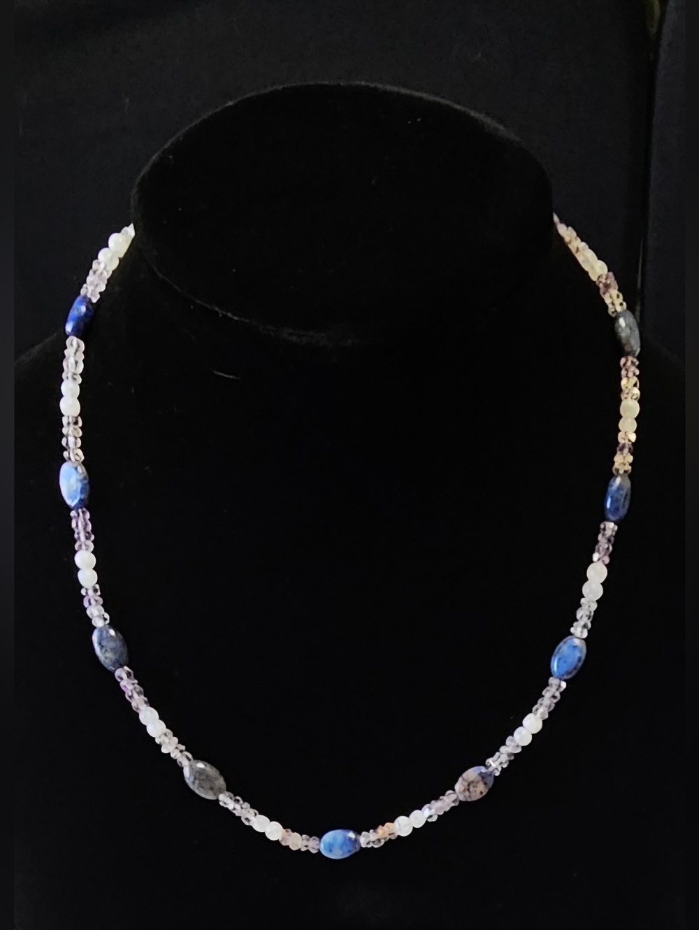 Handcrafted Lapis Lazuli, Amthyst, Moonstone Necklace
